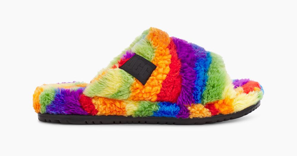 Ugg Fluff You Cali Collage - Mens Slippers - Rainbow - NZ (6093NJPUO)